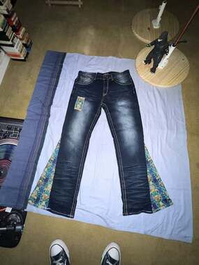 Custom Grateful Dead Bell Bottoms, Size 34x32
